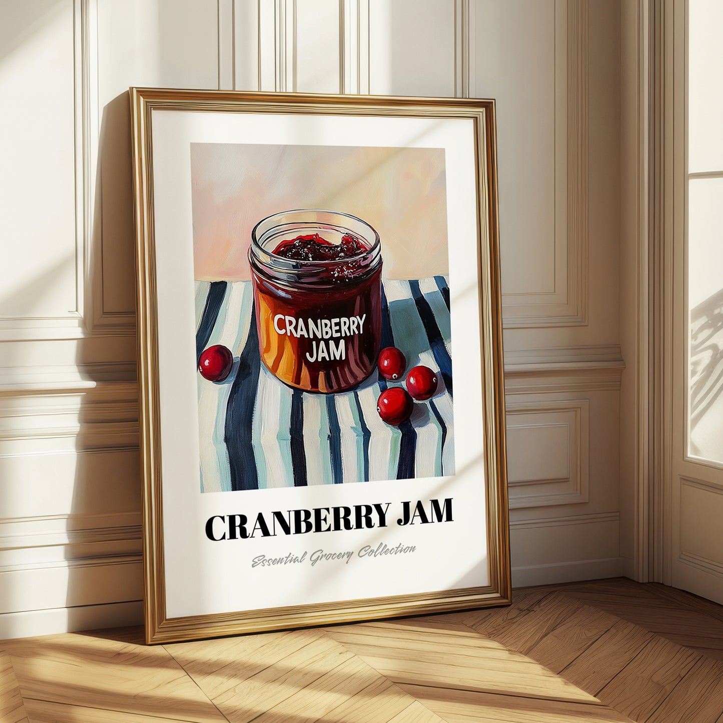 Cranberry Jam – on Striped Tablecloth, Jam Wall Poster