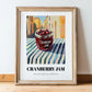 Cranberry Jam – Italian Street Café Scene, Jam Painting, in wooden frame leaning on the floor