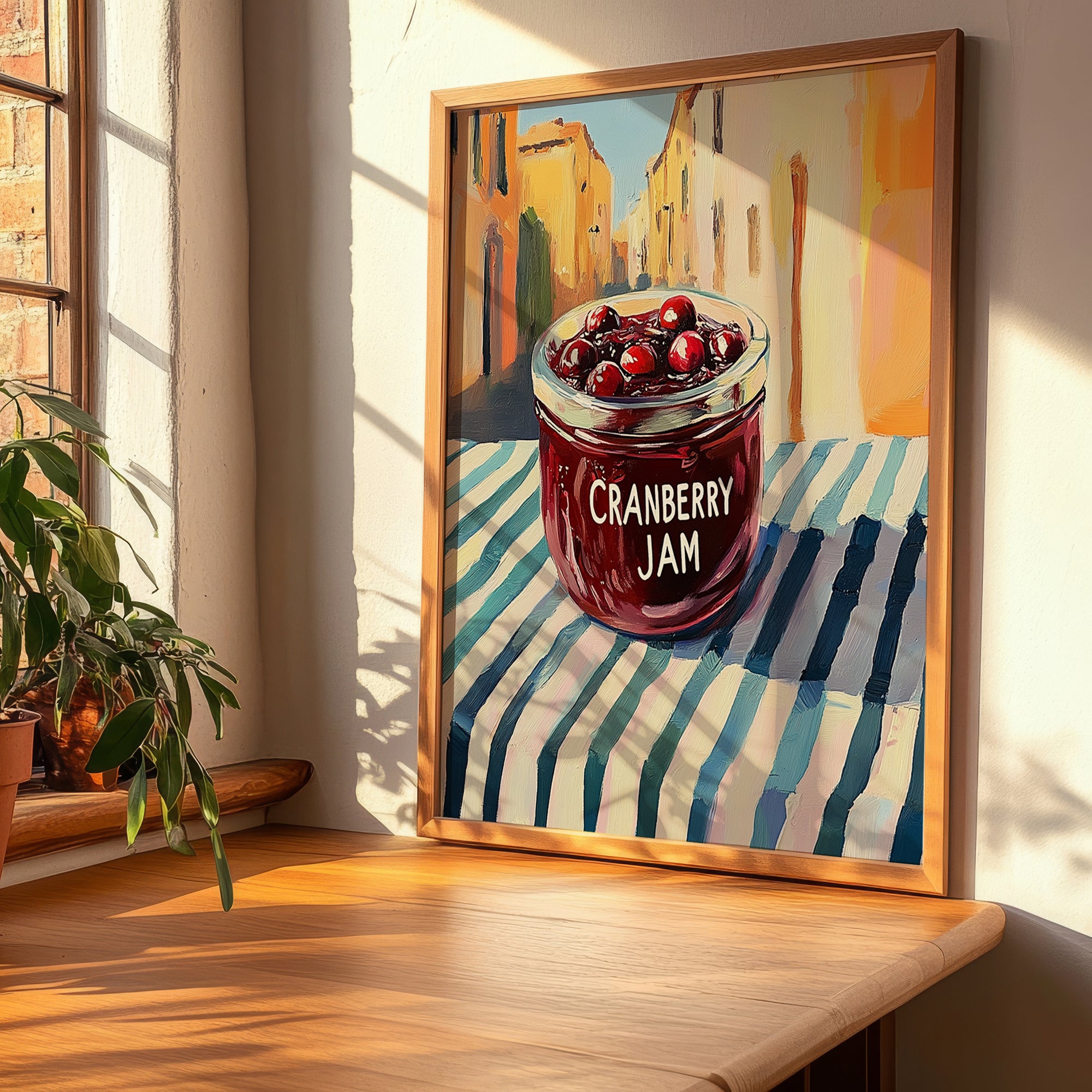 Cranberry Jam – Italian Street Café Scene, Jam Painting, clean layout with no caption