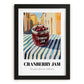 Cranberry Jam – Italian Street Café Scene, Jam Painting, in sleek black frame