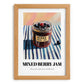 Mixed Berry Jam – on Striped Tablecloth, Jam Wall Decor, set in oak frame