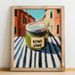 Kiwi Jam – Italian Street Café Scene, Jam Print, no-text version framed in wood