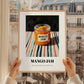 Mango Jam – on Striped Tablecloth, Jam Poster, styled in a charming Paris street view