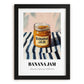 Banana Jam – on Striped Tablecloth, Jam Still Life, in sleek black frame