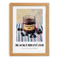 Blackcurrant Jam – on Striped Tablecloth, Jam Wall Decor, set in oak frame