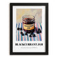 Blackcurrant Jam – on Striped Tablecloth, Jam Wall Decor, in sleek black frame