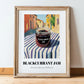 Blackcurrant Jam – Italian Urban Café Scene, Jam Wall Illustration, in wooden frame leaning on the floor