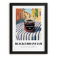 Blackcurrant Jam – Italian Urban Café Scene, Jam Wall Illustration, in sleek black frame