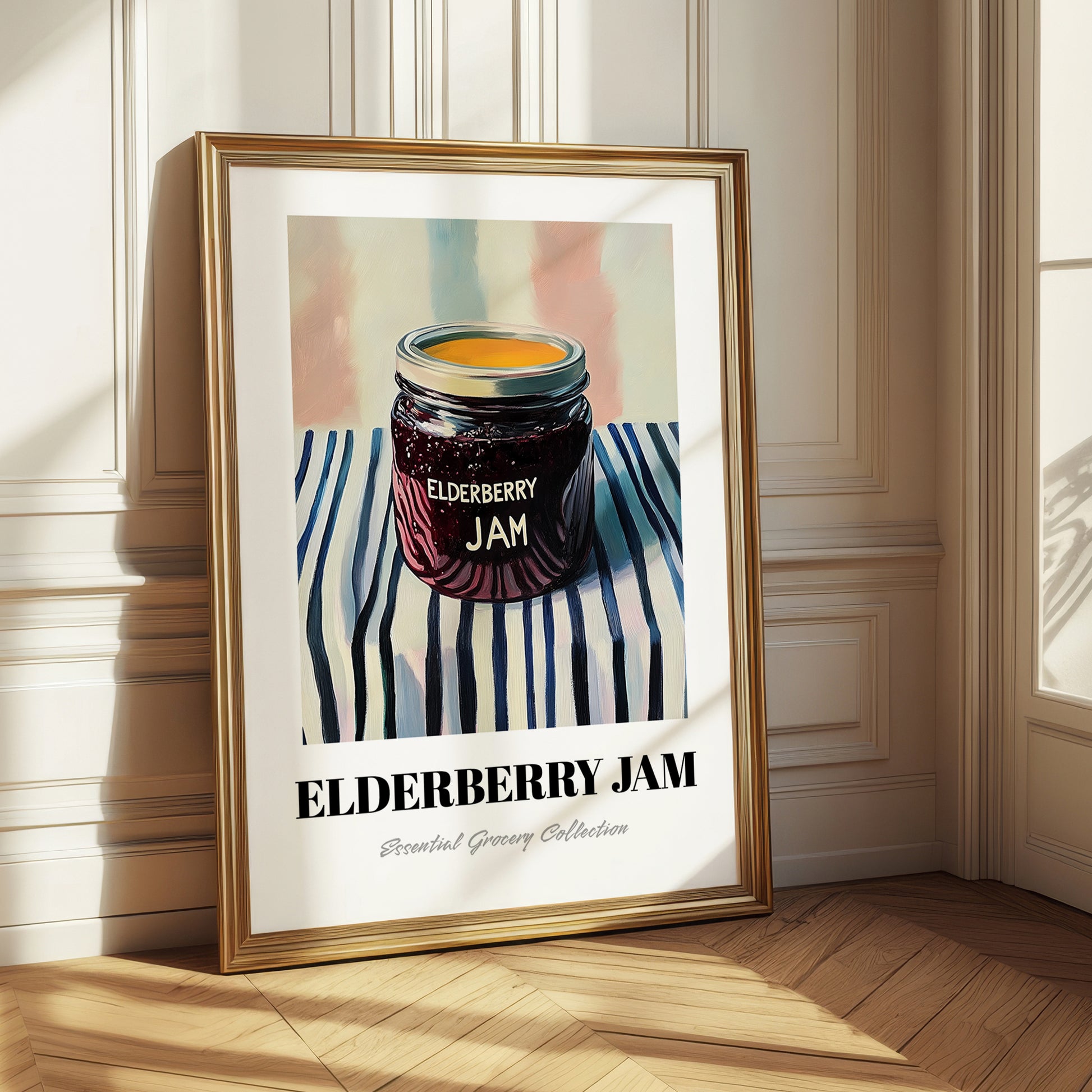 Elderberry Jam – on Striped Tablecloth, Jam Poster