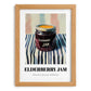 Elderberry Jam – on Striped Tablecloth, Jam Poster, set in oak frame