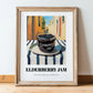 Elderberry Jam – Italian Outdoor Café Scene, Jam Painting, in wooden frame leaning on the floor