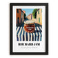 Rhubarb Jam – Italian Street Café Scene, Jam Wall Decor, in sleek black frame