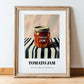 Tomato Jam – on Striped Tablecloth, Jam Painting, in wooden frame leaning on the floor
