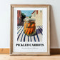 Pickled Carrots – Italian Urban Café Scene, Canned Vegetables Still Life, in wooden frame leaning on the floor