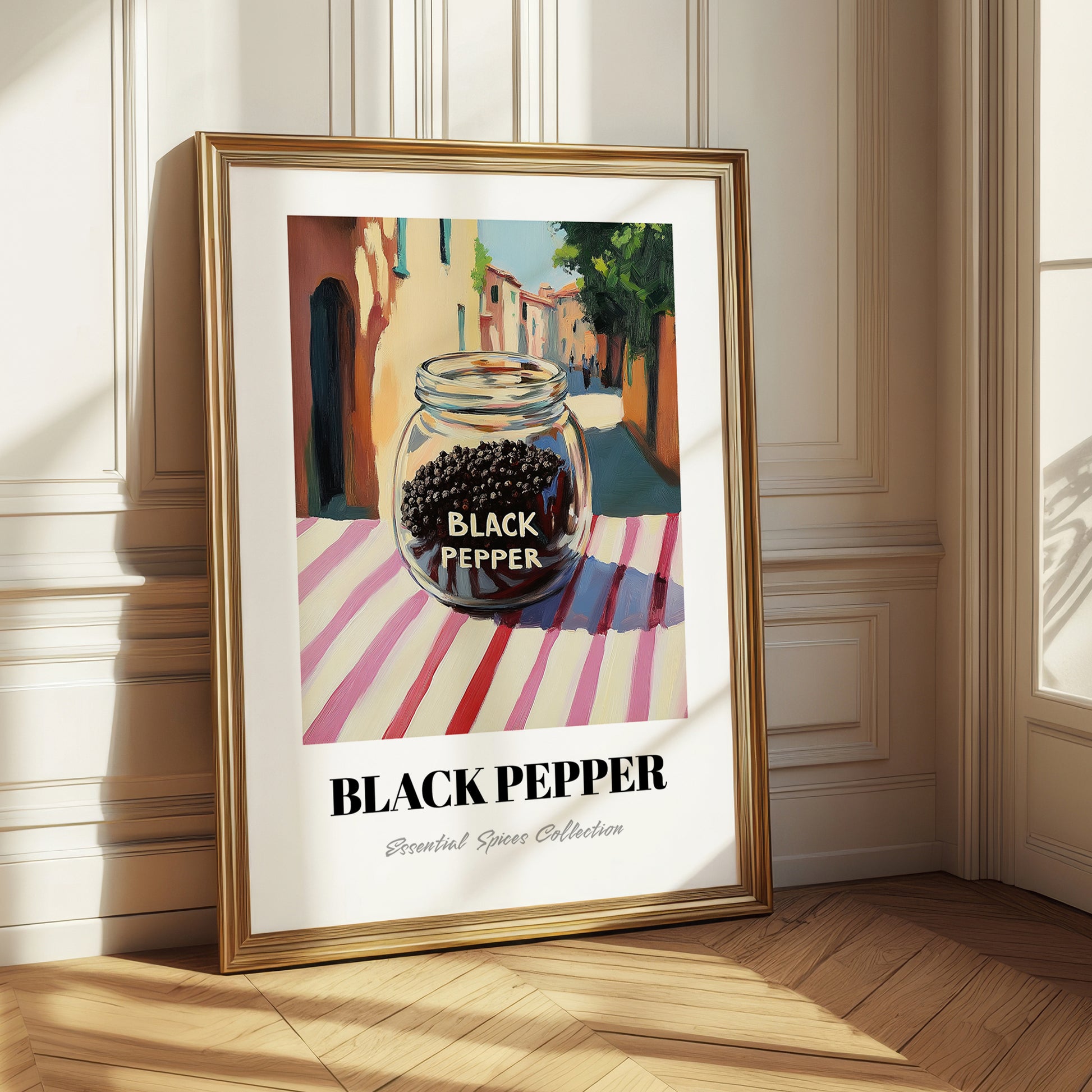 Black Pepper – Italian Outdoor Café Scene, Spices Art