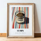 Cumin – on Striped Tablecloth, Spices Painting, in wooden frame leaning on the floor