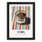 Cumin – on Striped Tablecloth, Spices Painting, in sleek black frame