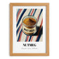 Nutmeg – on Striped Tablecloth, Spices Illustration, set in oak frame