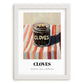 Cloves – on Striped Tablecloth, Spices Painting, placed in minimal white frame