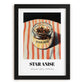 Star Anise – on Striped Tablecloth, Spices Print, in sleek black frame