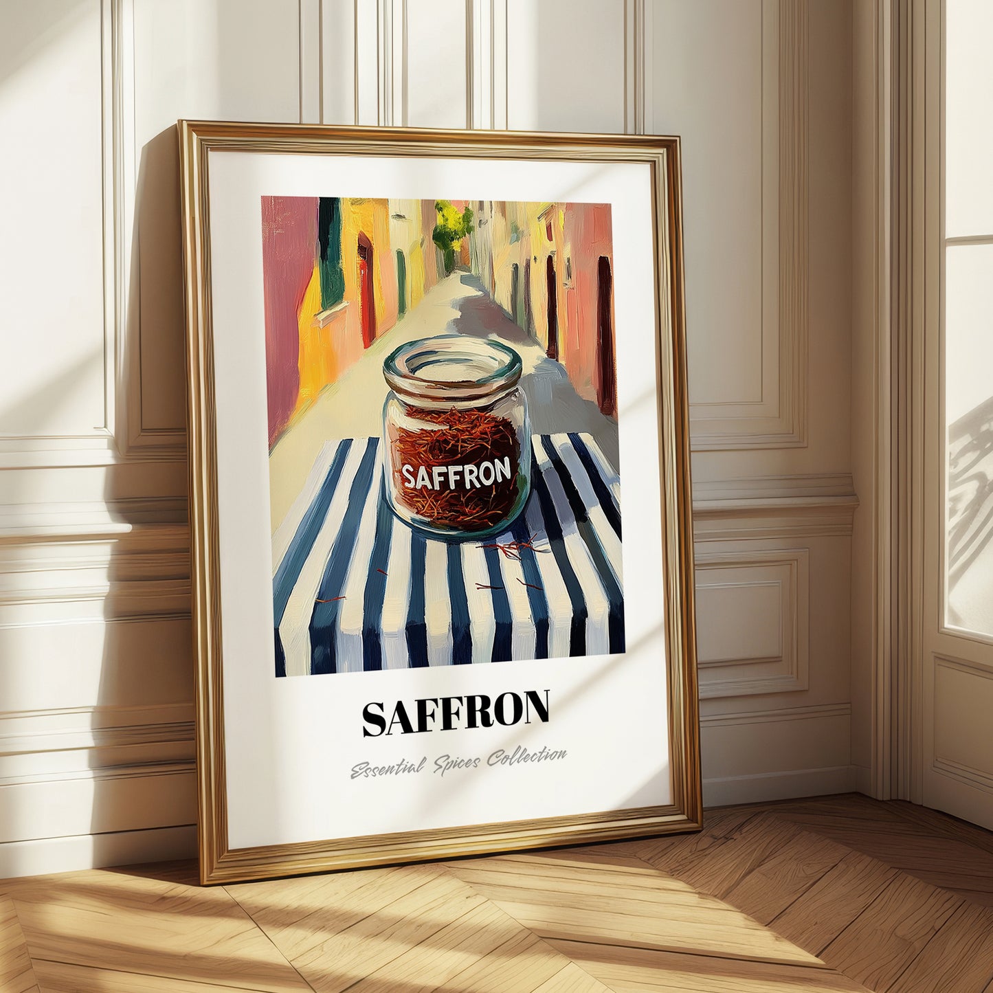 Saffron – Italian Street Café Scene, Spices Painting