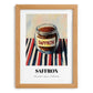Saffron – on Striped Tablecloth, Spices Still Life, set in oak frame