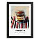 Saffron – on Striped Tablecloth, Spices Still Life, in sleek black frame