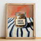 Anise Seeds – on Striped Tablecloth, Spices Still Life, no-text version framed in wood
