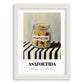 Asafoetida – on Striped Tablecloth, Spices Still Life, placed in minimal white frame
