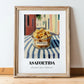 Asafoetida – Italian Café on the Corner, Spices Still Life, in wooden frame leaning on the floor
