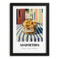Asafoetida – Italian Café on the Corner, Spices Still Life, in sleek black frame