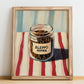 Aleppo Pepper – on Striped Tablecloth, Spices Painting, no-text version framed in wood