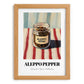 Aleppo Pepper – on Striped Tablecloth, Spices Painting, set in oak frame
