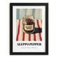 Aleppo Pepper – on Striped Tablecloth, Spices Painting, in sleek black frame