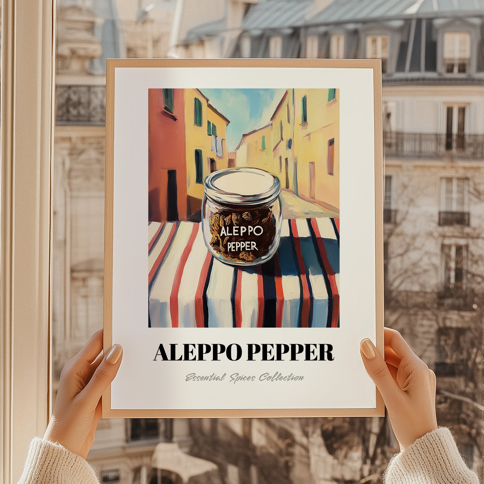 Aleppo Pepper – Italian Café on the Corner, Spices Still Life, styled in a charming Paris street view
