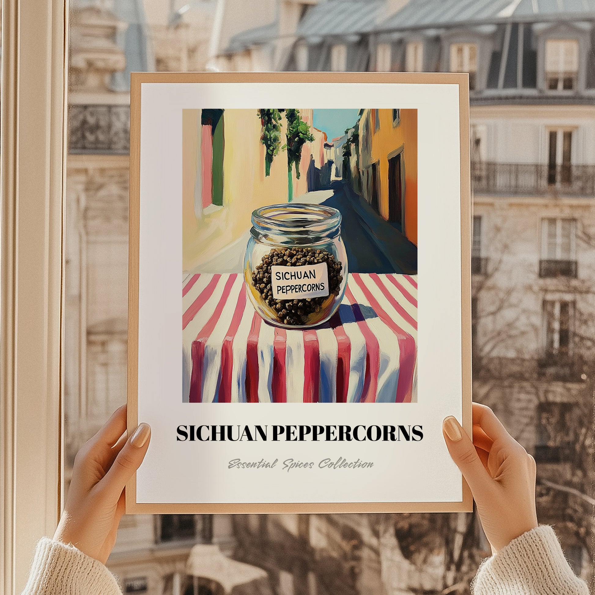 Sichuan Peppercorns – Italian Street Café Scene, Spices Wall Decor, styled in a charming Paris street view