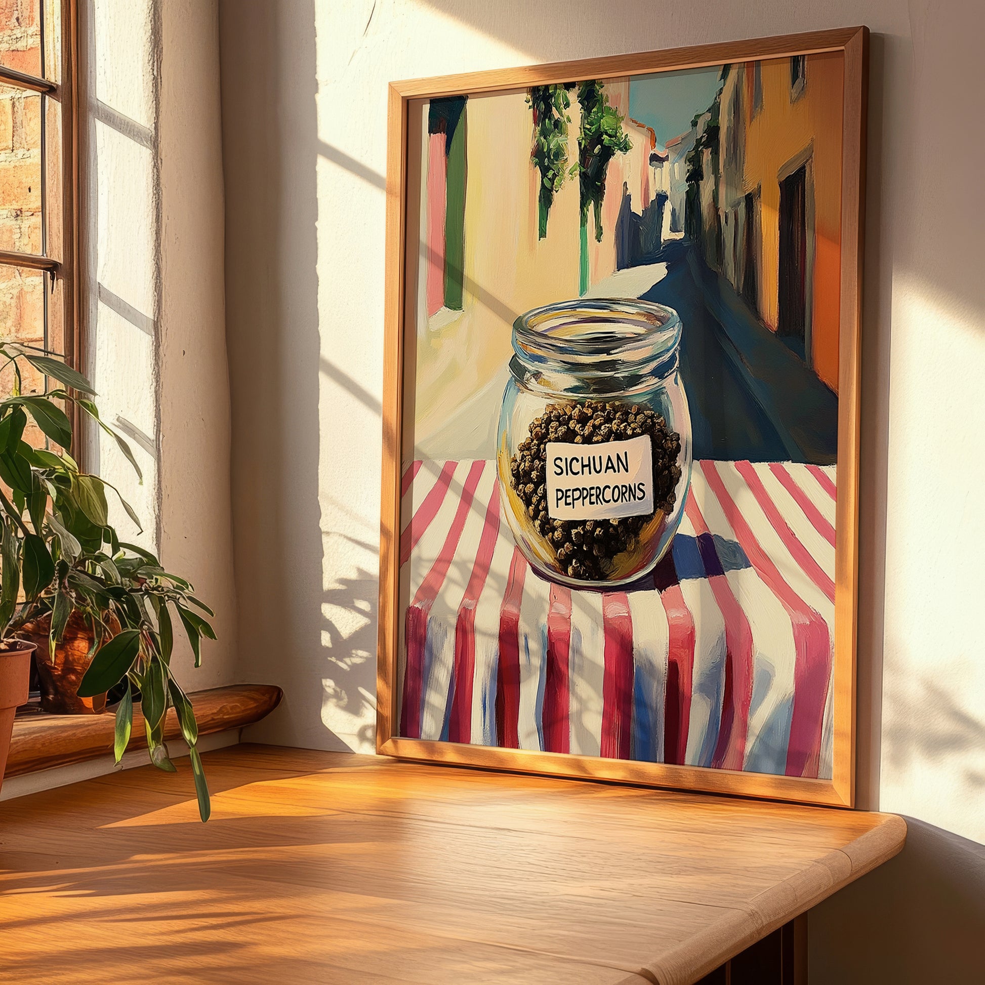 Sichuan Peppercorns – Italian Street Café Scene, Spices Wall Decor, clean layout with no caption