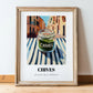 Chives – Italian Urban Café Scene, Spices Still Life, in wooden frame leaning on the floor