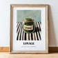 Lovage – on Striped Tablecloth, Spices Painting, in wooden frame leaning on the floor