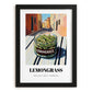 Lemongrass – Italian Street Café Scene, Spices Wall Illustration, in sleek black frame