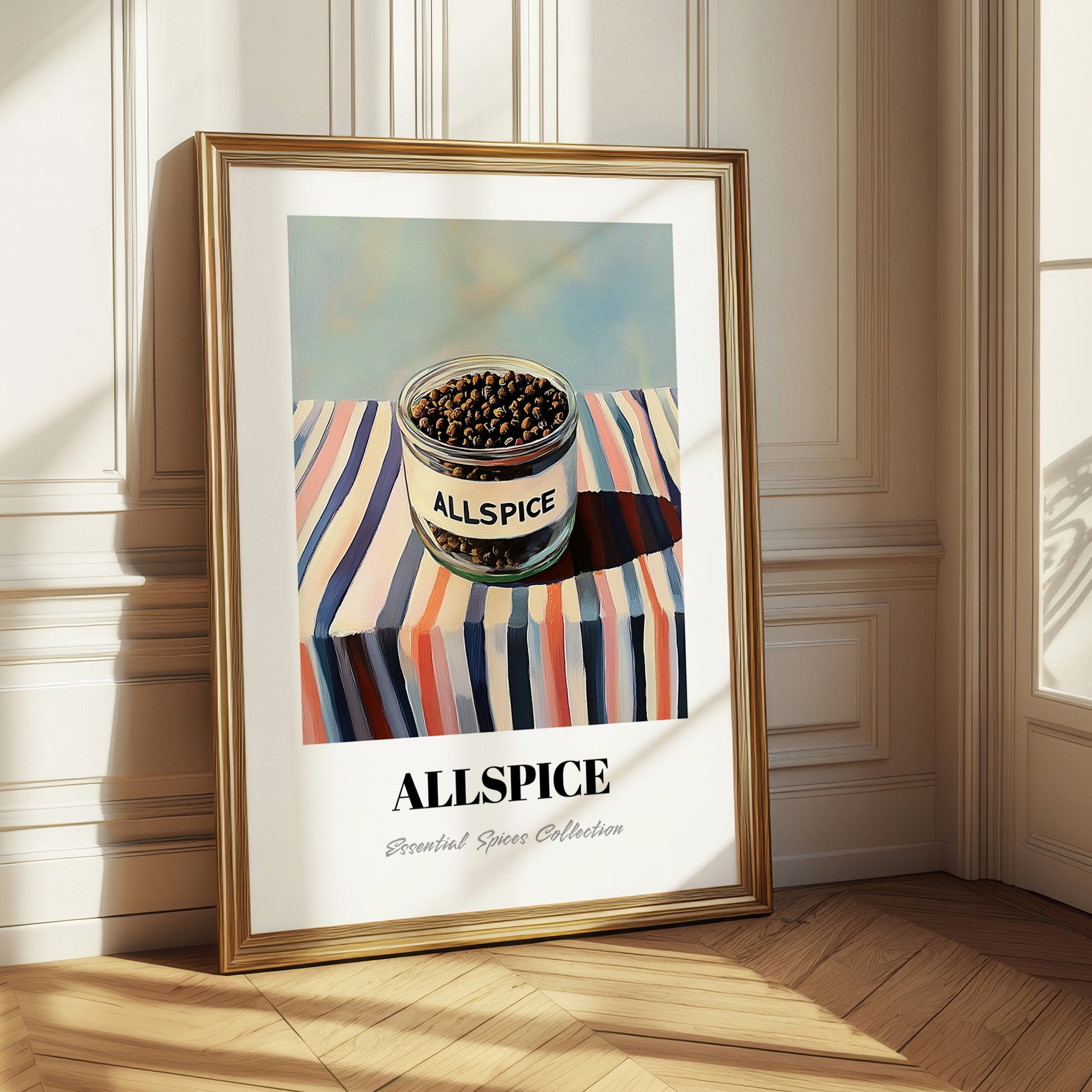 Allspice – on Striped Tablecloth, Spices Painting