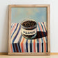 Allspice – on Striped Tablecloth, Spices Painting, no-text version framed in wood