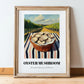 Oyster Mushroom – Green Valley Landscape, Mushrooms Illustration, in wooden frame leaning on the floor