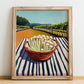 Enoki Mushroom – Green Valley Landscape, Mushrooms Painting, no-text version framed in wood
