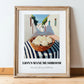 Lion’s Mane Mushroom – White village Café on the Corner, Mushrooms Painting, in wooden frame leaning on the floor