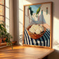 Lion’s Mane Mushroom – White village Café on the Corner, Mushrooms Painting, clean layout with no caption