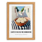 Lion’s Mane Mushroom – White village Café on the Corner, Mushrooms Painting, set in oak frame