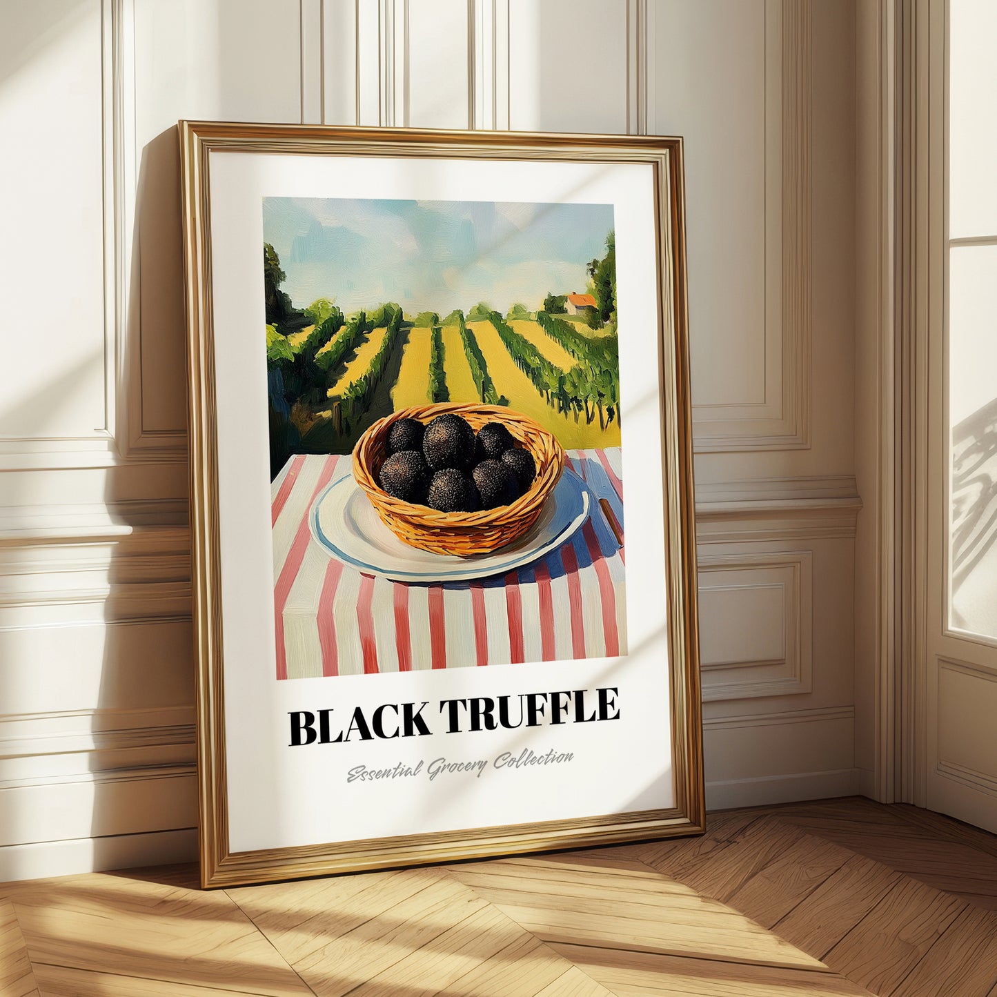 Black Truffle – Green Valley Landscape, Mushrooms Illustration