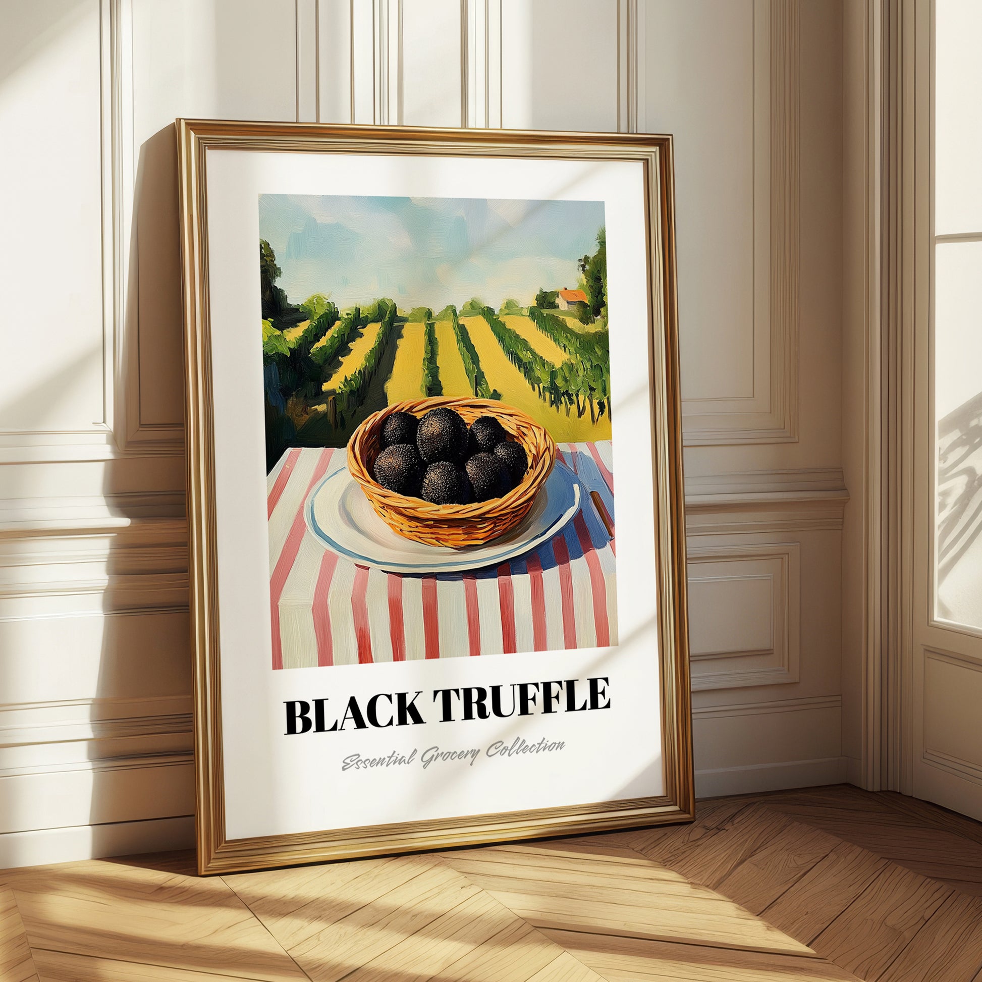 Black Truffle – Green Valley Landscape, Mushrooms Illustration