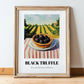 Black Truffle – Green Valley Landscape, Mushrooms Illustration, in wooden frame leaning on the floor